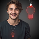 Red LED Light Bulb Pendant Necklaces