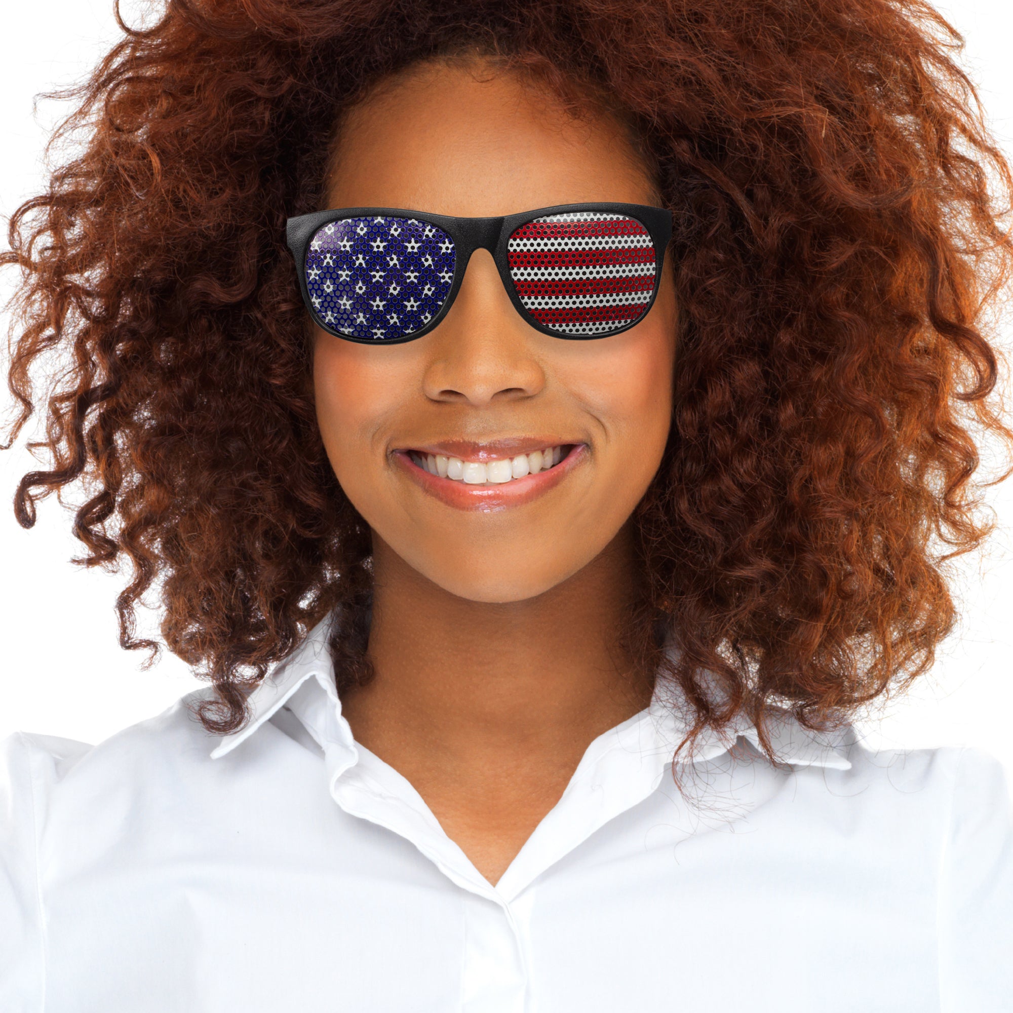 Plastic Framed Sunglasses with American Flag Lenses