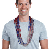 Red, Silver, Blue 36" Bead Necklaces