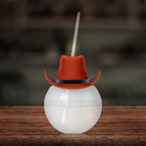 Brown Cowboy Hat 20 oz. Ball Cup with Straw