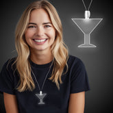 White LED Martini Pendant Necklace