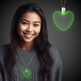 Green LED Heart Pendant Necklace