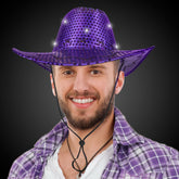LED Purple Sequins Cowboy Hat