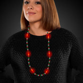 LED Red, Green &  Silver Bead Necklace