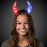 LED Multi-Color Crystal Devil Horns Headband