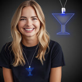 Blue LED Martini Pendant Necklaces