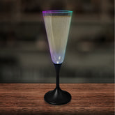 LED 7 oz. Clear Champagne Glass Black Stem