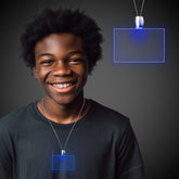 Blue LED Rectangle Pendant Necklaces
