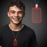 Red LED Dog Tag Pendant Necklace