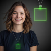 Green LED Square Pendant Necklace