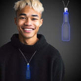 Blue LED Round Bottle Pendant Necklaces