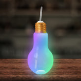 LED Light Bulb Cup with Lid & Straw