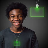 Green LED Rectangle Pendant Necklace