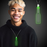 Green LED Round Bottle Pendant Necklace