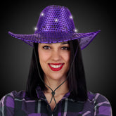 LED Purple Sequins Cowboy Hat