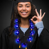 LED Blue Graduation Caps Necklace