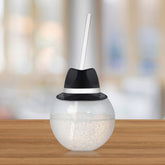 Black Fedora Hat 20 oz. Ball Cup with Straw