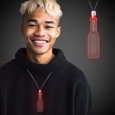 Red LED Round Bottle Pendant Necklaces