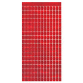 Red Metallic Squares Curtain