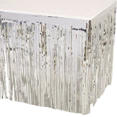 Silver Metallic Fringed Table Skirt