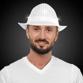 LED White Sequin Fedora Hat