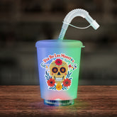 LED DÃa de Los Muertos 12 oz. Cup with Lid & Straw