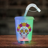 LED Sugar Skull 12 oz. Cup with Lid & Straw
