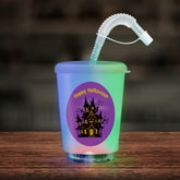 LED Halloween Haunted House 12 oz. Cup with Lid & Straw