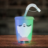 LED Halloween Ghost 12 oz. Cup with Lid & Straw