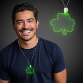 Green LED Shamrock Pendant Necklaces