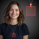 Red LED Square Pendant Necklaces
