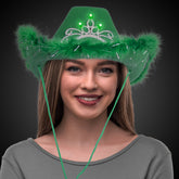 LED Green Cowboy Hat with Tiara