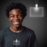 White LED Rectangle Pendant Necklaces