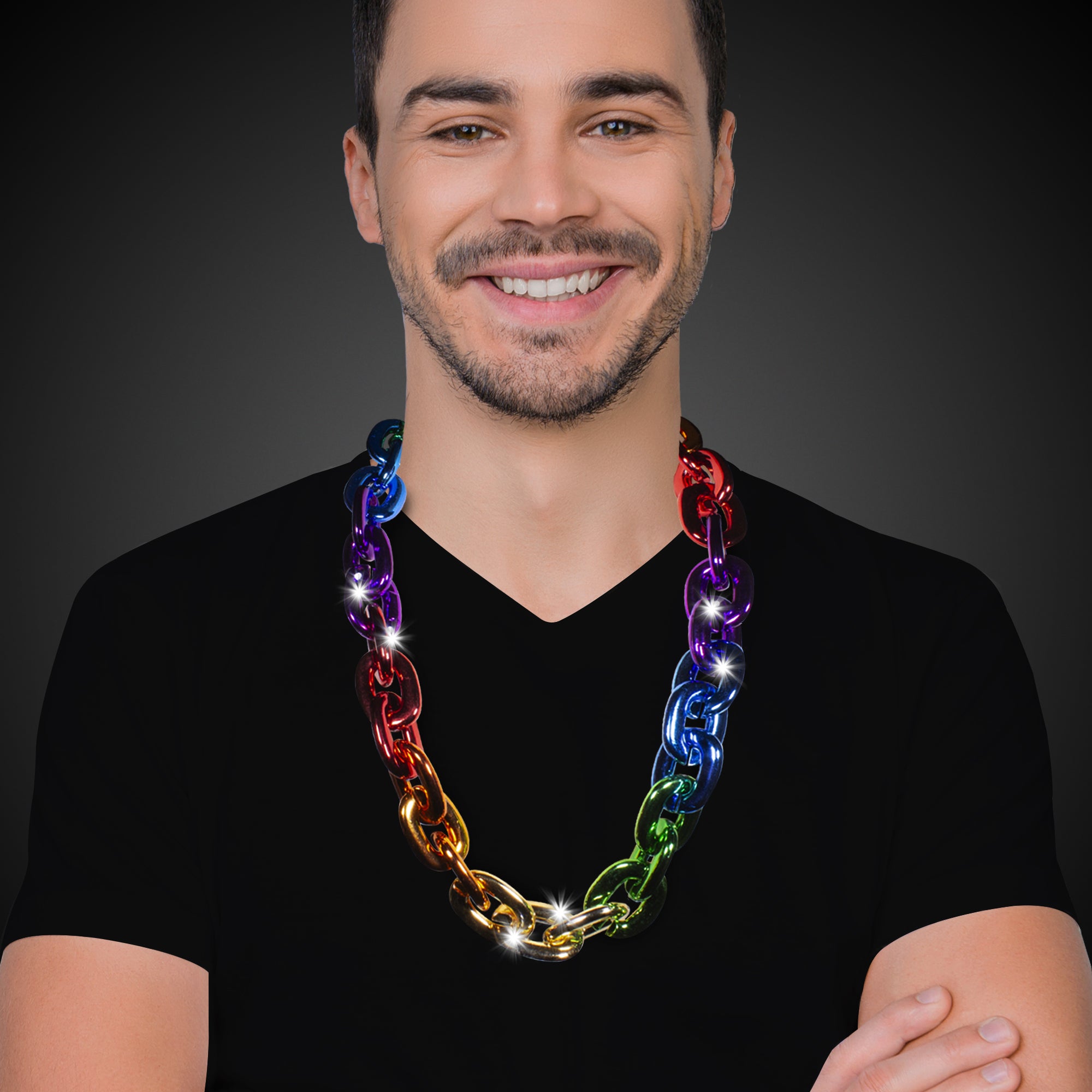 LED Rainbow Chain Link Necklace - Rainbow