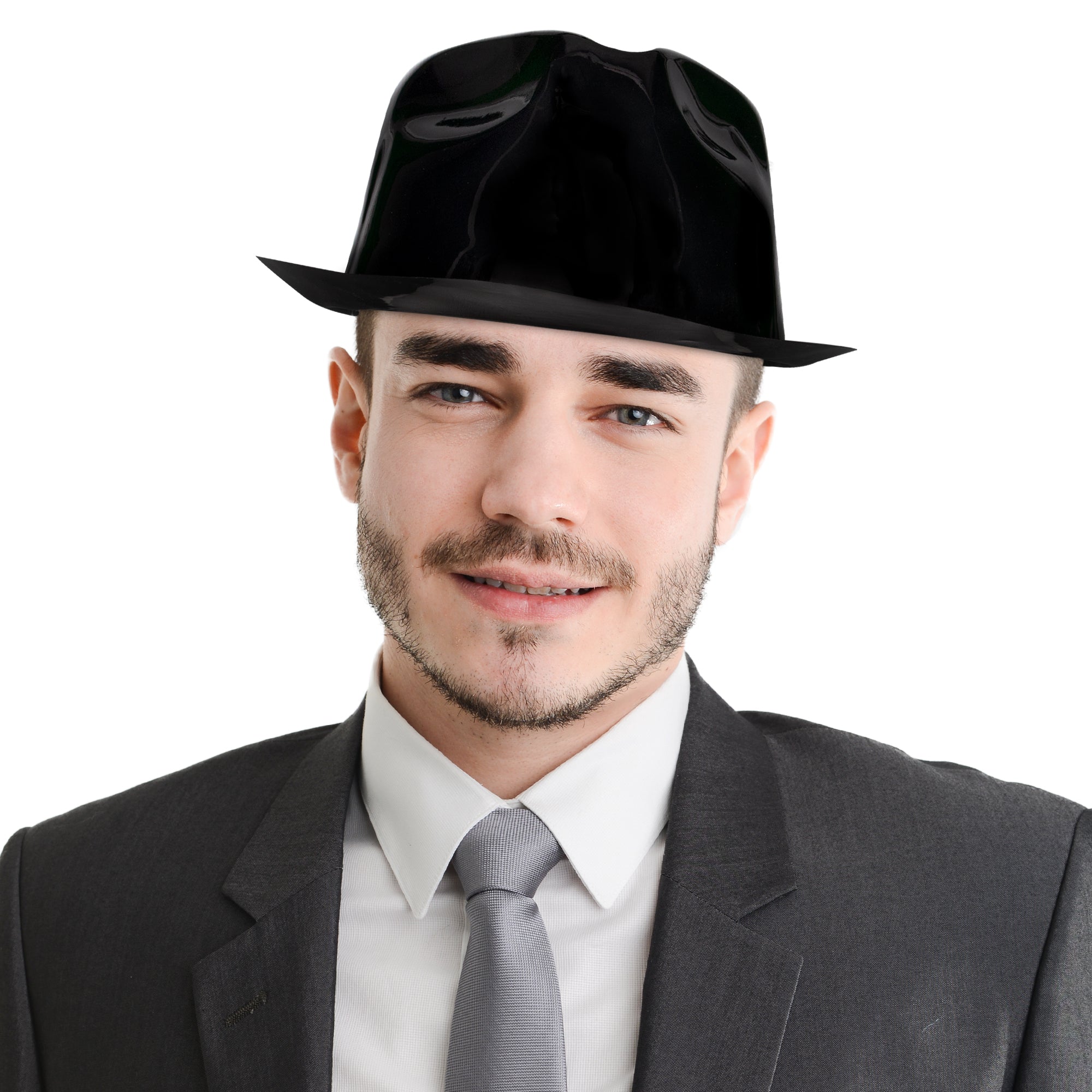 black dress hats for men Detroit but youll be fighting off guys or gals when you hit the town wearing this deluxe unisex gangster Black Plastic Fedoras-12 Pack
