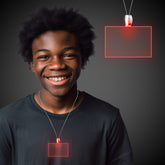 Red LED Rectangle Pendant Necklaces