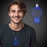 Blue LED Light Bulb Pendant Necklaces