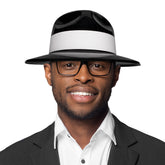 Black Fedora Hats with White Trim