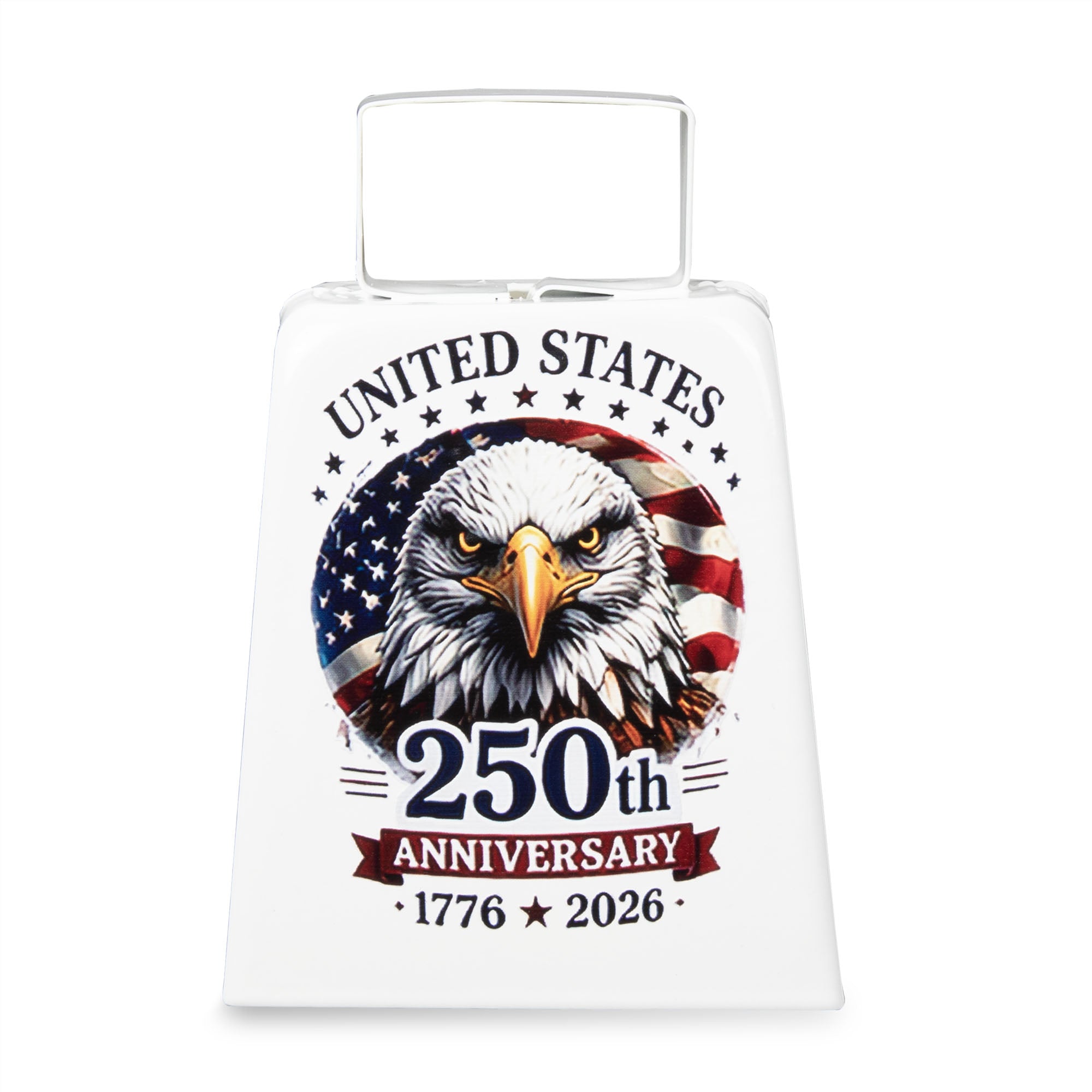 250th Anniversary Large White Metal Cowbell