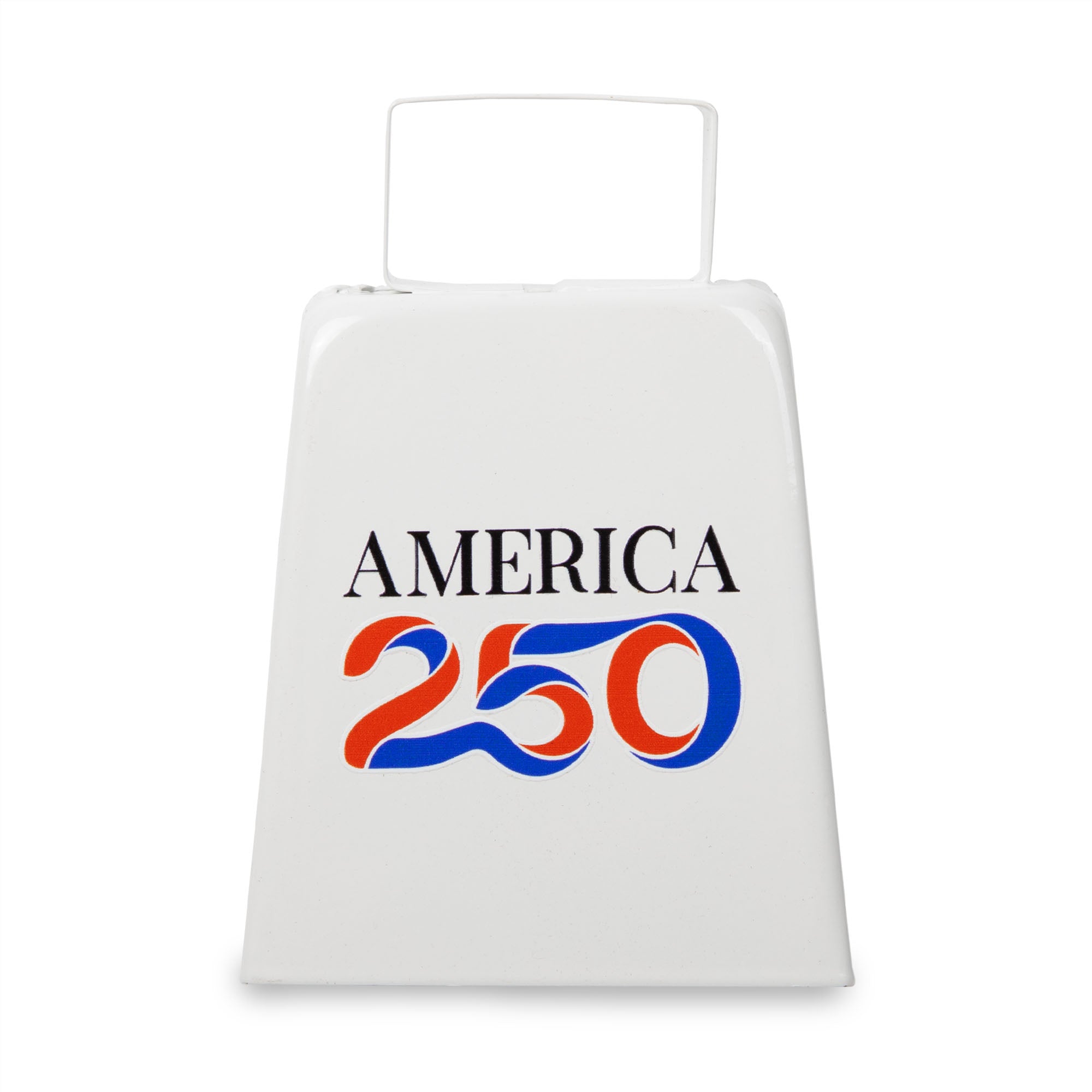 America 250 Large White Metal Cowbell with Handle