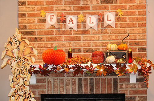DIY Fall Fireplace Mantel