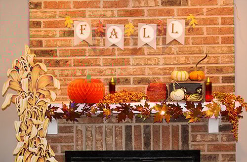 DIY Fall Fireplace Mantel