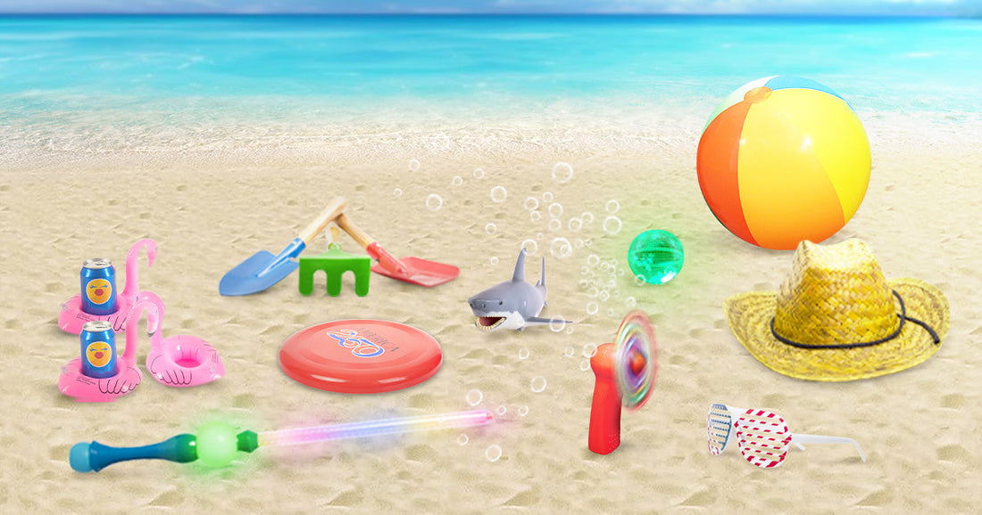 A collection of summer party decorations and supplies from Windy City Novelties