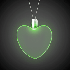 Green LED Heart Pendant Necklace