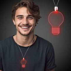 Red LED Light Bulb Pendant Necklaces
