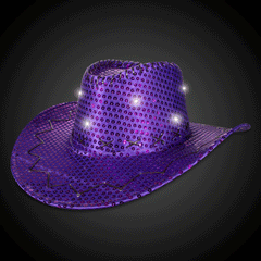 LED Purple Sequins Cowboy Hat