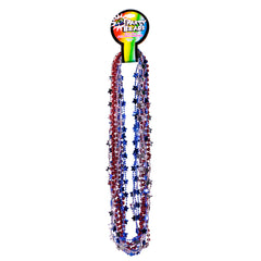 Red, Blue & Silver 33" Bead Necklaces