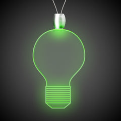 Green LED Light Bulb Pendant Necklace