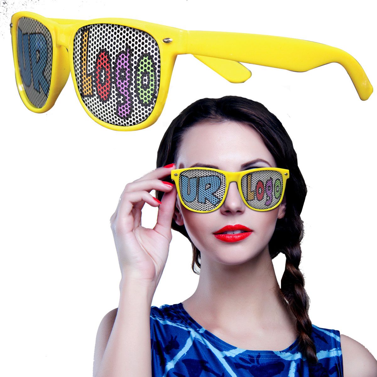 Yellow Novelty Custom Sunglasses - 12 Pack