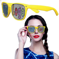 Yellow Novelty Custom Sunglasses - 12 Pack